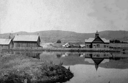1903 image of Oakley City Hall and Millrace ponds